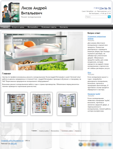 Сайт мастера по ремонту холодильников