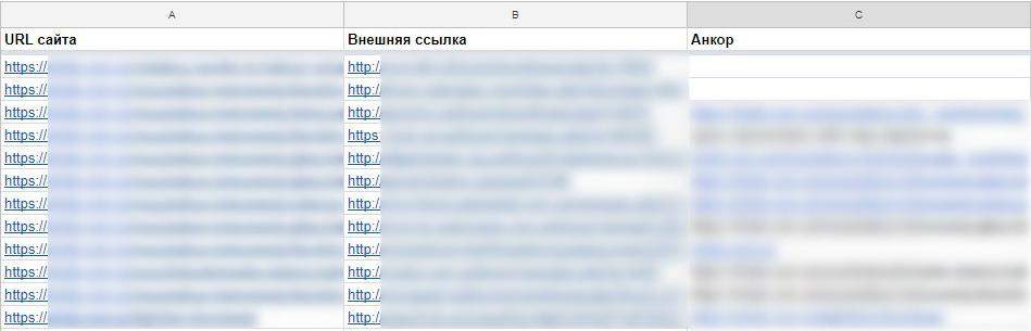 Список внешних ссылок на сайт в Яндекс.Вебмастере