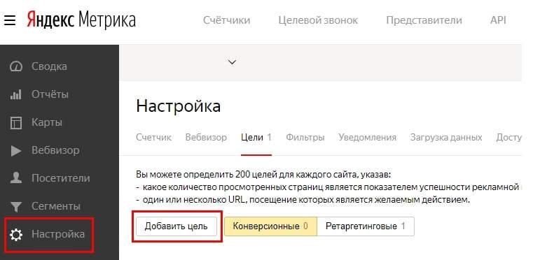 Условия ретаргетинга в Яндекс.Метрике