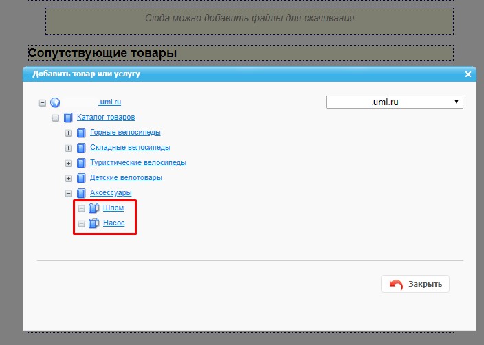 Выбор сопроводительного товара Выбор сопроводительного товара